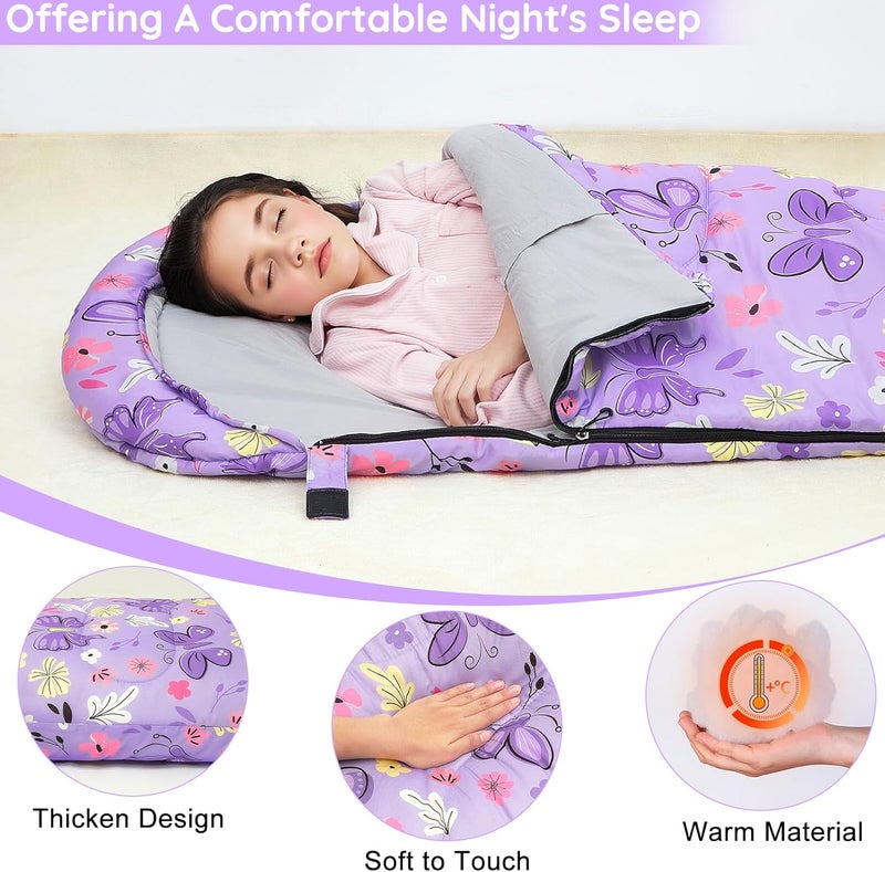 FIOBEE Kids Sleeping Bag for Girls Boys 3 Season Warm & Cool Weather Youth Camping Sleeping Bags with Backpacking Bag Waterproof for Traveling Hiking Indoor Outdoor Camping Essentials - Image 5